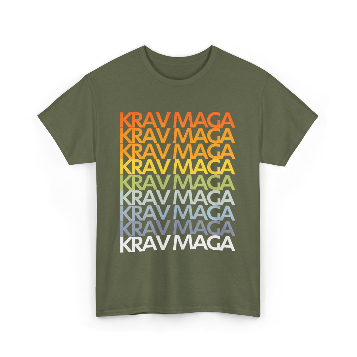 Krav Maga Retro Style Martial Arts T-Shirt - Military Green