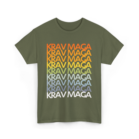 Krav Maga Retro Style Martial Arts T-Shirt - Military Green