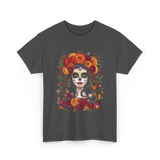 La Catrina Sugar Skull Floral T-Shirt - Dark Heather