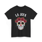 La Jefa Sugar Skull Dia De Los Muertos T-Shirt - Black