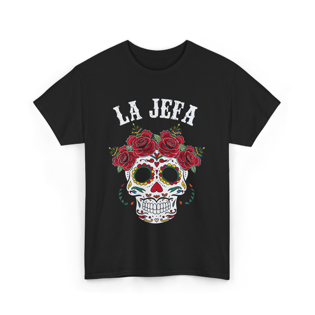 La Jefa Sugar Skull Dia De Los Muertos T-Shirt - Black