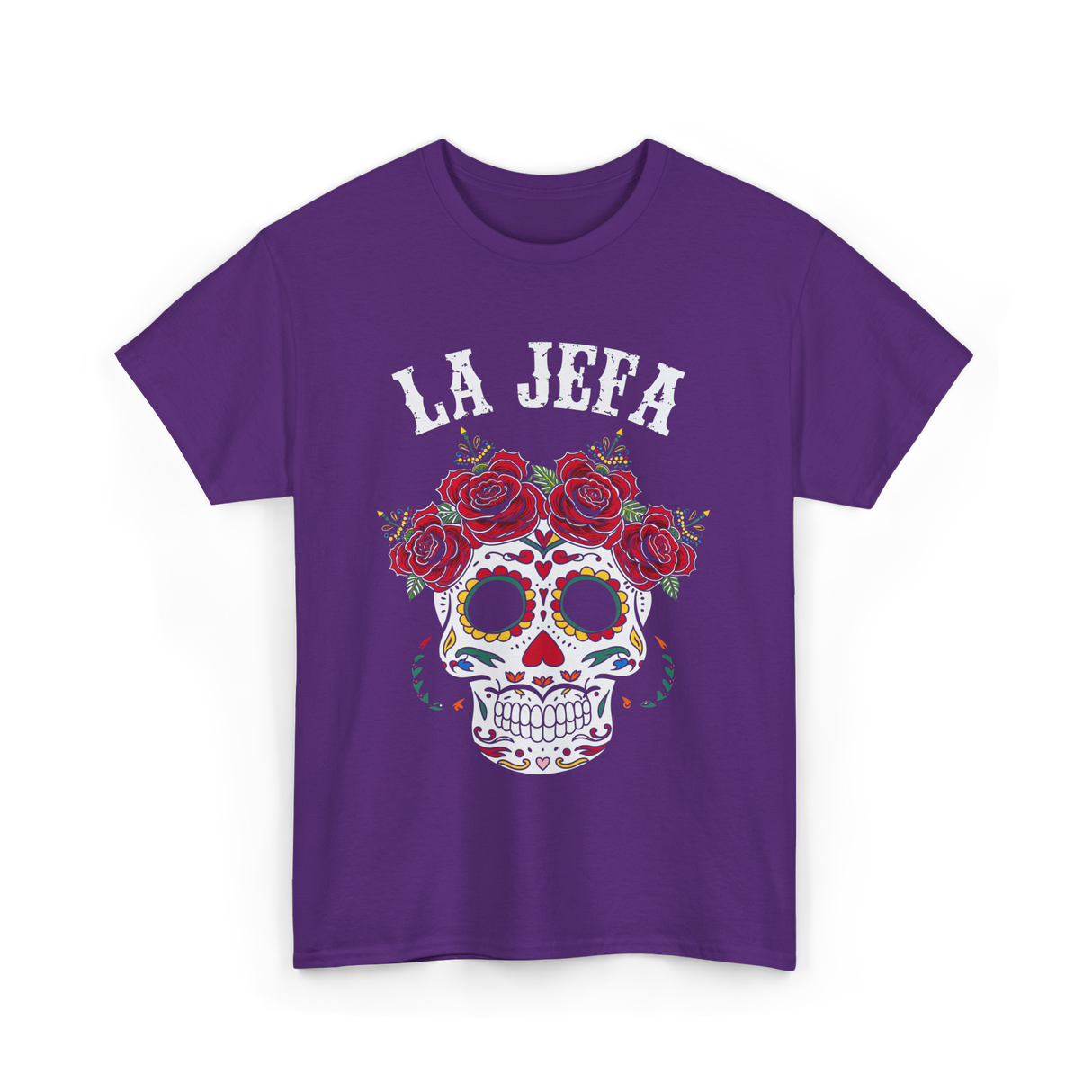 La Jefa Sugar Skull Dia De Los Muertos T-Shirt - Purple