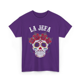 La Jefa Sugar Skull Dia De Los Muertos T-Shirt - Purple