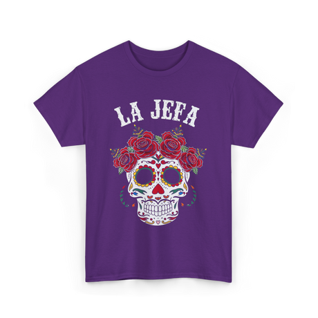 La Jefa Sugar Skull Dia De Los Muertos T-Shirt - Purple