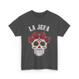 La Jefa Sugar Skull Dia De Los Muertos T-Shirt - Dark Heather