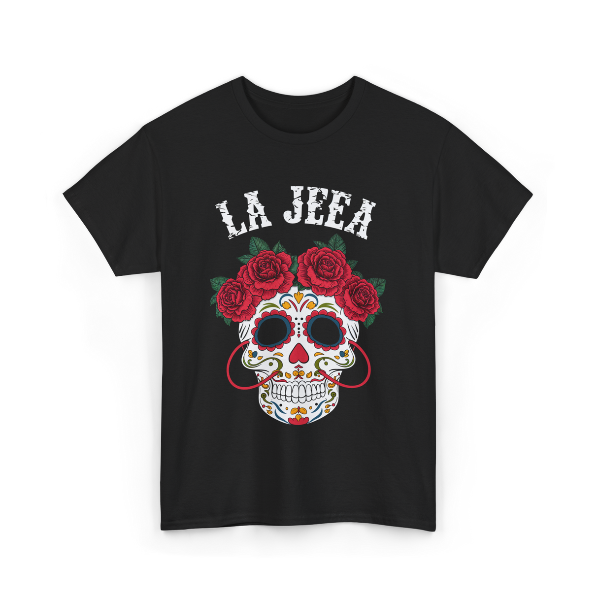 La Jefa Sugar Skull Mexican T-Shirt - Black