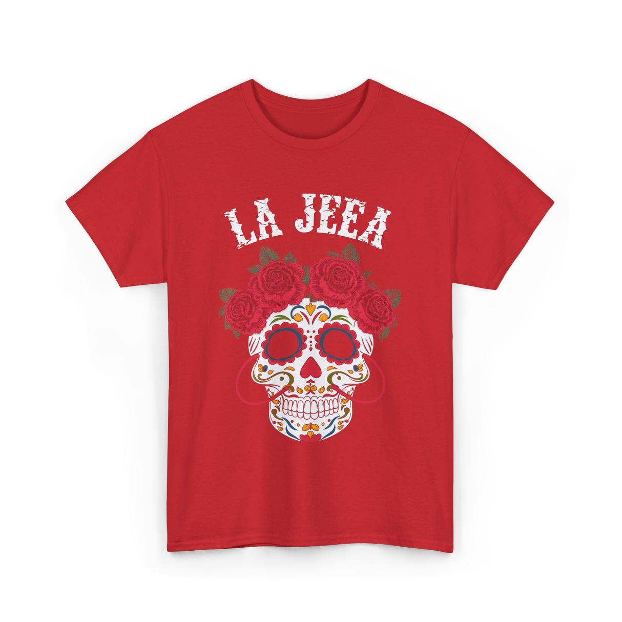 La Jefa Sugar Skull Mexican T-Shirt - Red