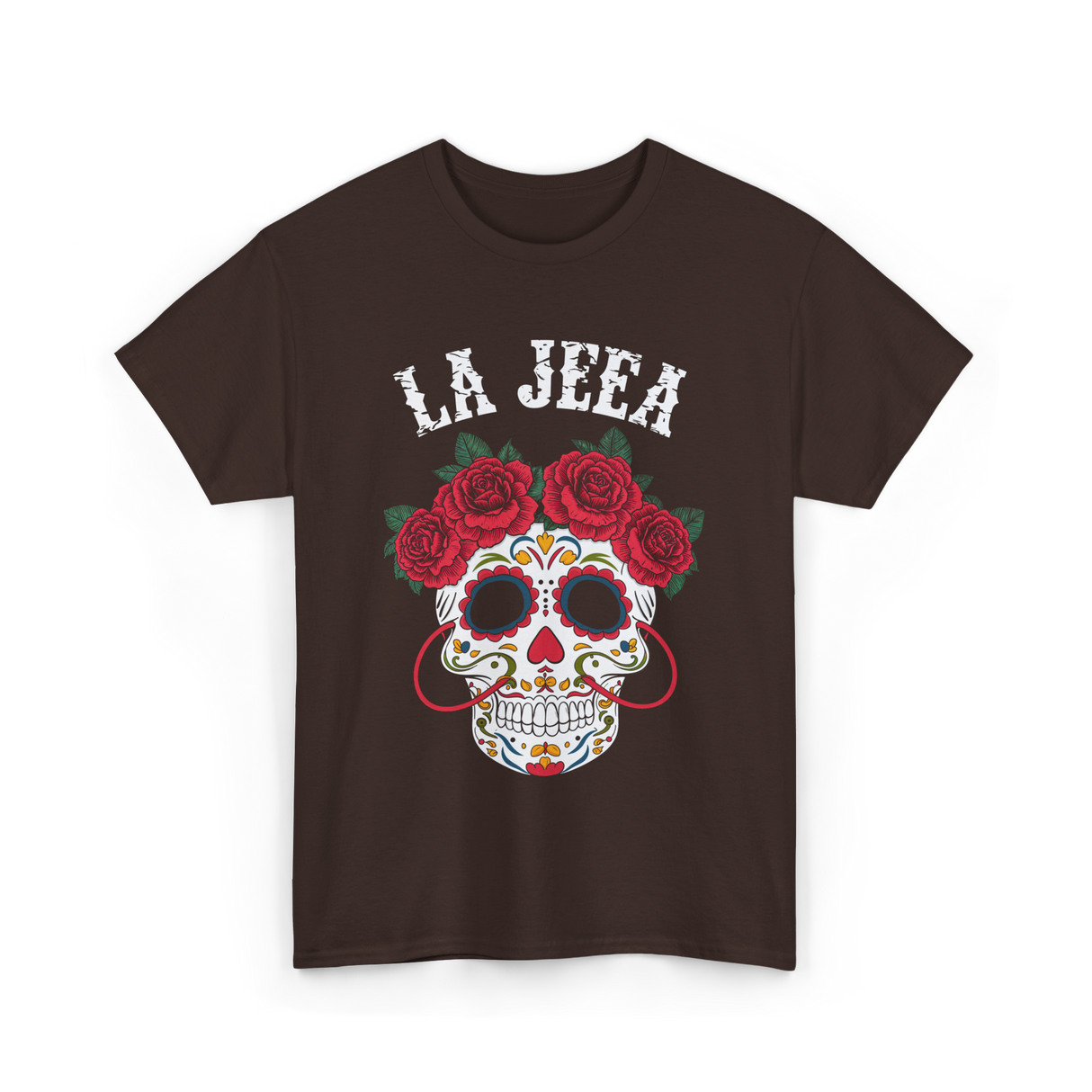 La Jefa Sugar Skull Mexican T-Shirt - Dark Chocolate