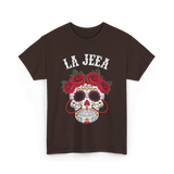 La Jefa Sugar Skull Mexican T-Shirt - Dark Chocolate