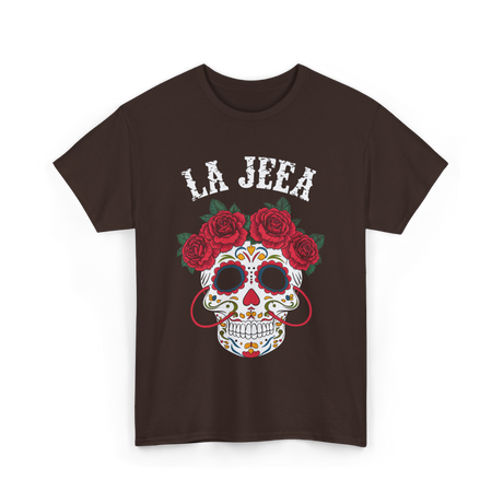 La Jefa Sugar Skull Mexican T-Shirt - Dark Chocolate