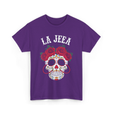 La Jefa Sugar Skull Mexican T-Shirt - Purple