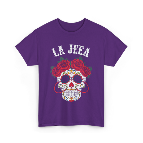 La Jefa Sugar Skull Mexican T-Shirt - Purple