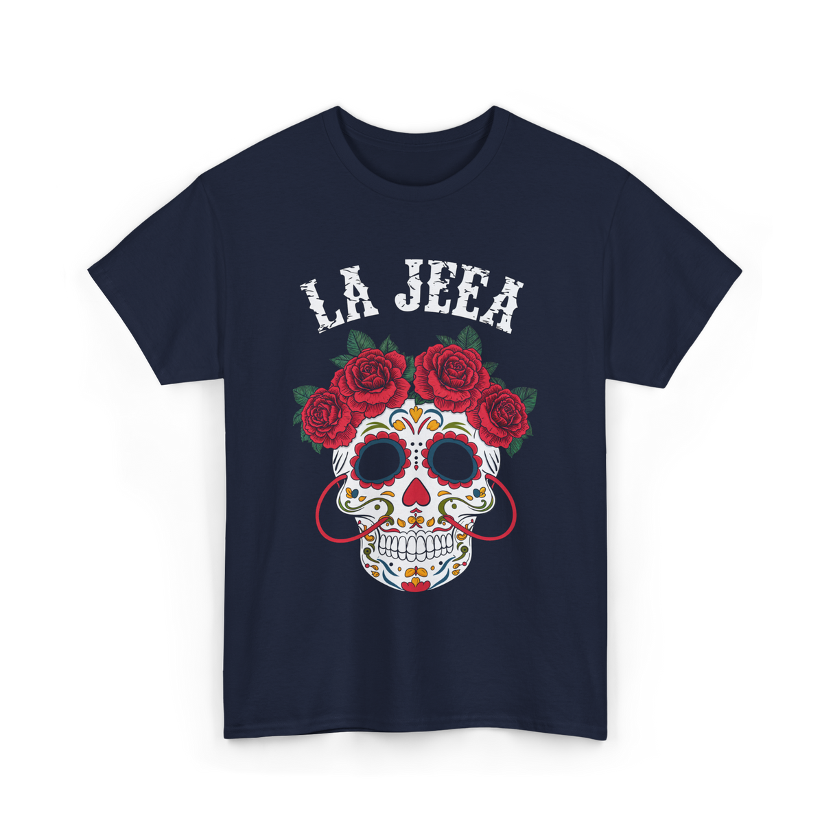 La Jefa Sugar Skull Mexican T-Shirt - Navy