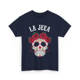 La Jefa Sugar Skull Mexican T-Shirt - Navy