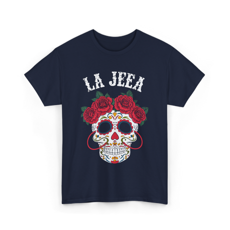 La Jefa Sugar Skull Mexican T-Shirt - Navy