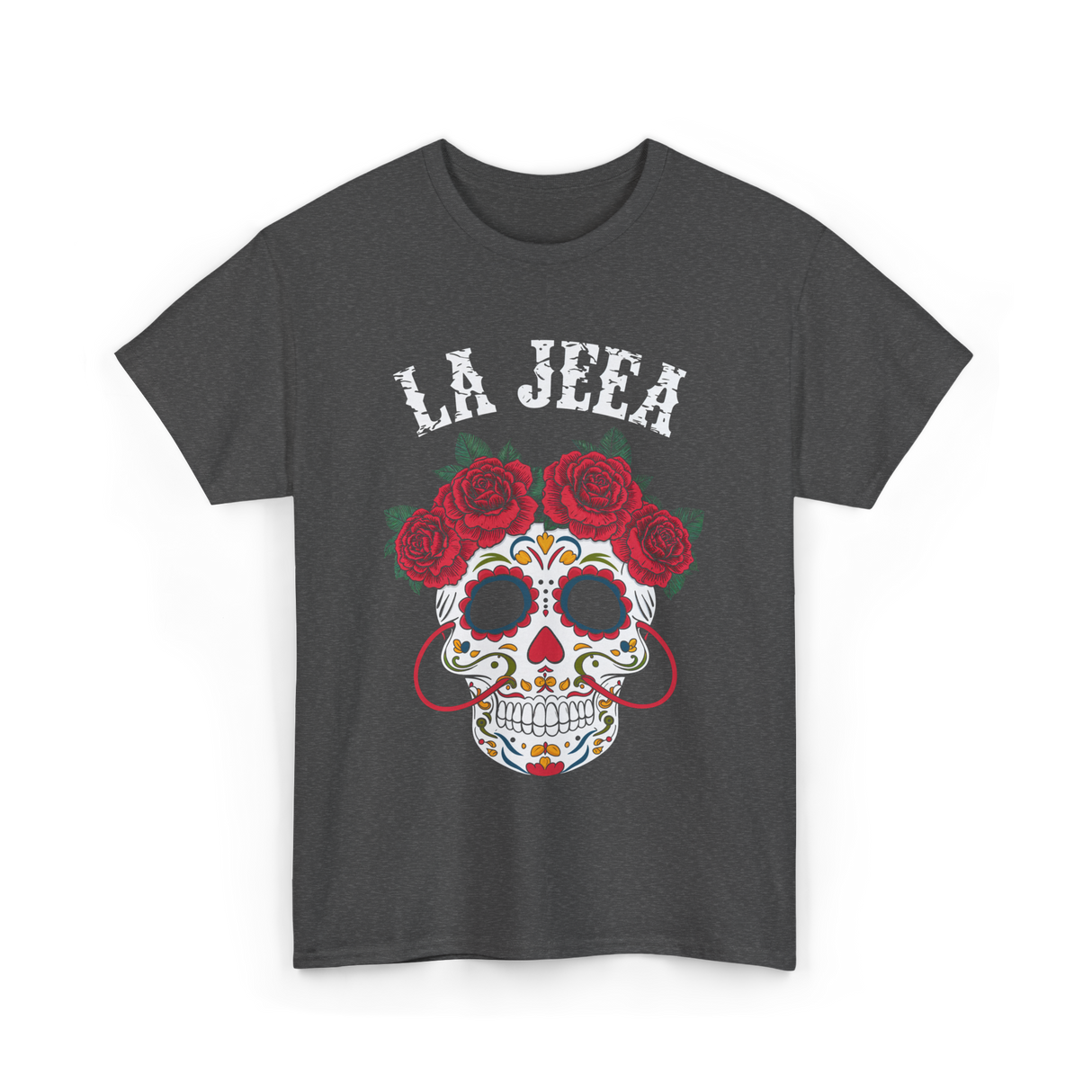 La Jefa Sugar Skull Mexican T-Shirt - Dark Heather