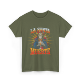 La Santa Muerte Skull Art T-Shirt - Military Green