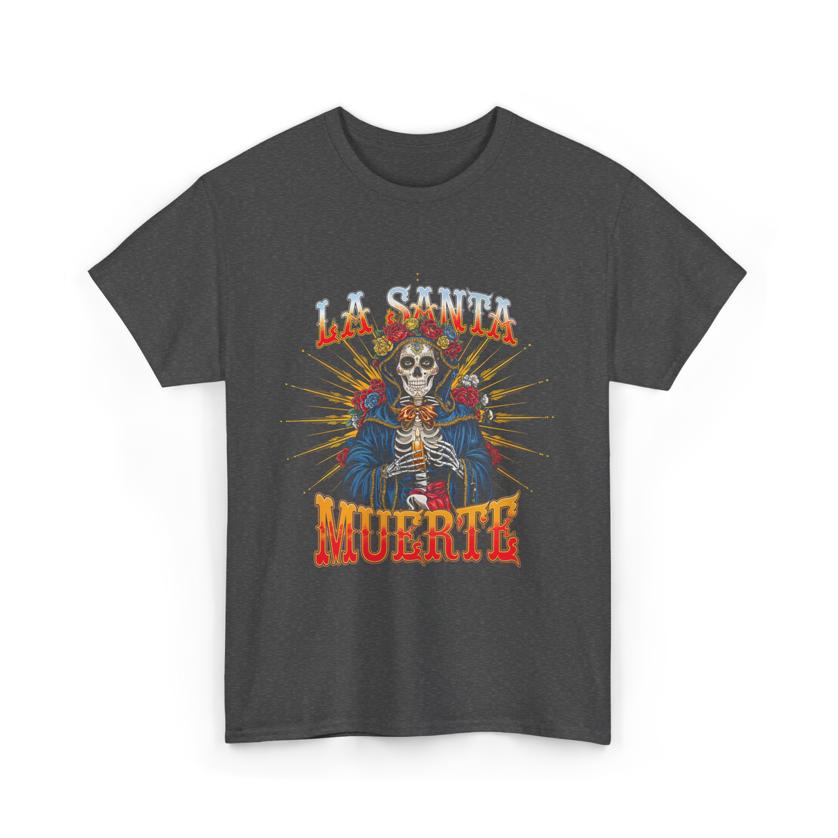 La Santa Muerte Skull Art T-Shirt - Dark Heather