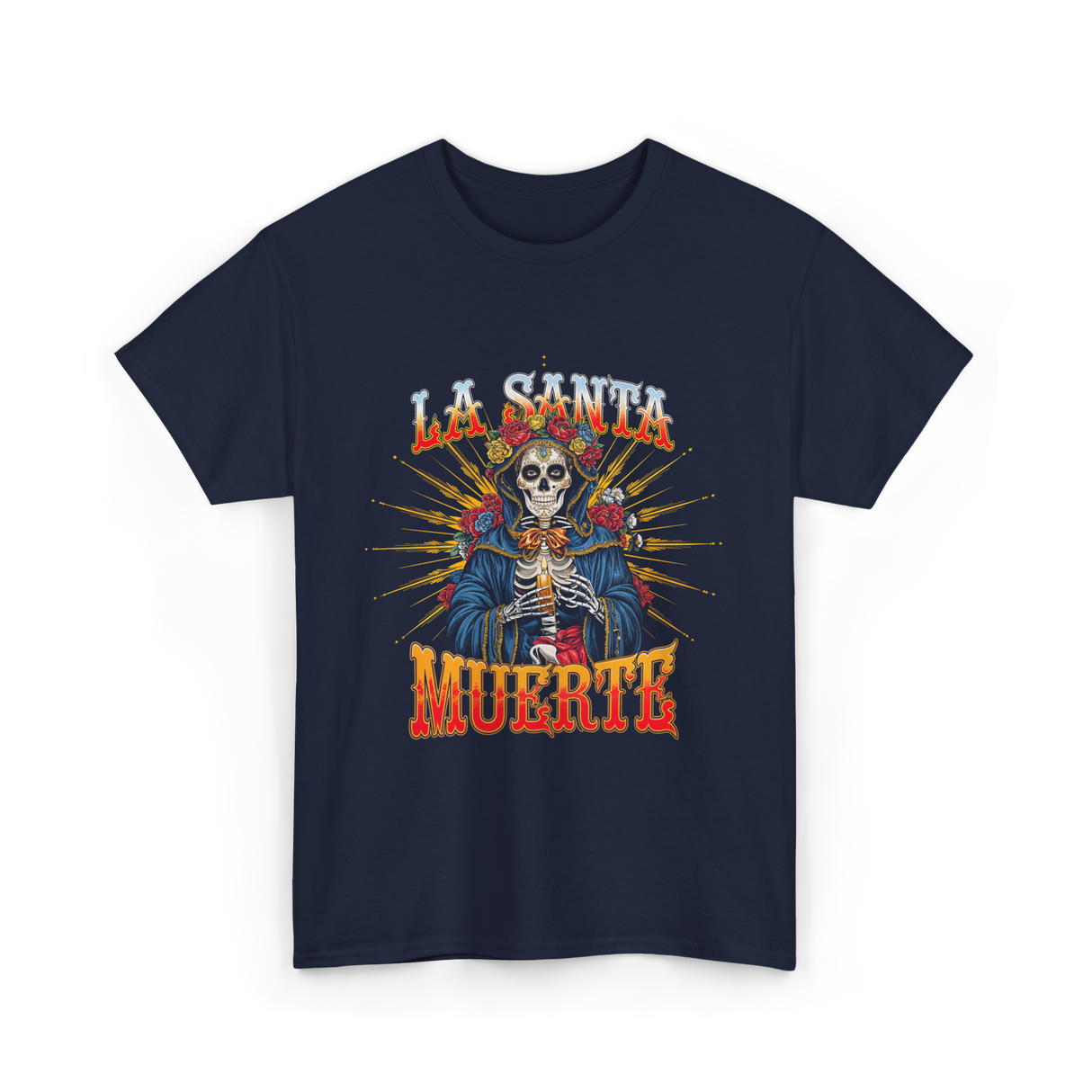 La Santa Muerte Skull Art T-Shirt - Navy