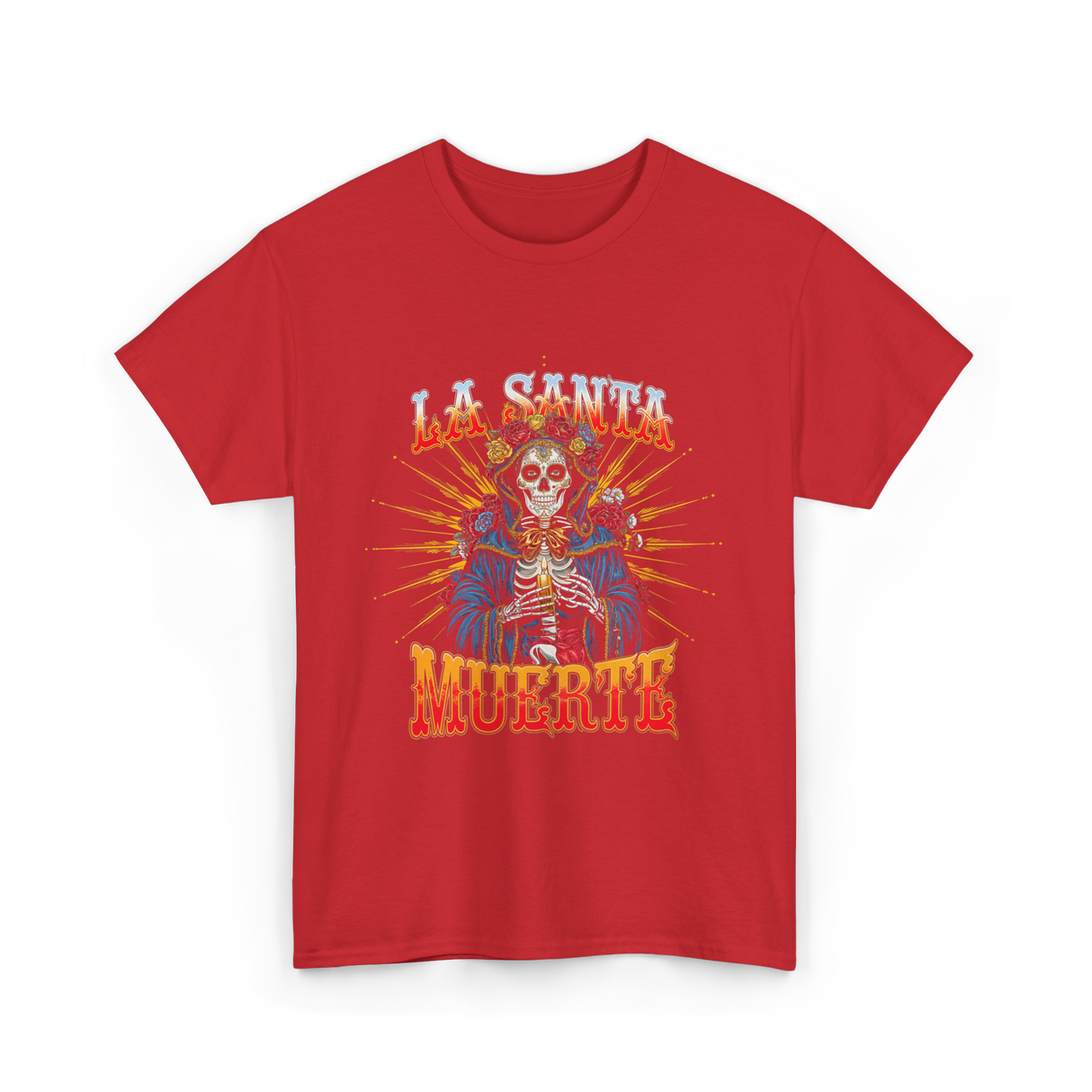 La Santa Muerte Skull Art T-Shirt - Red