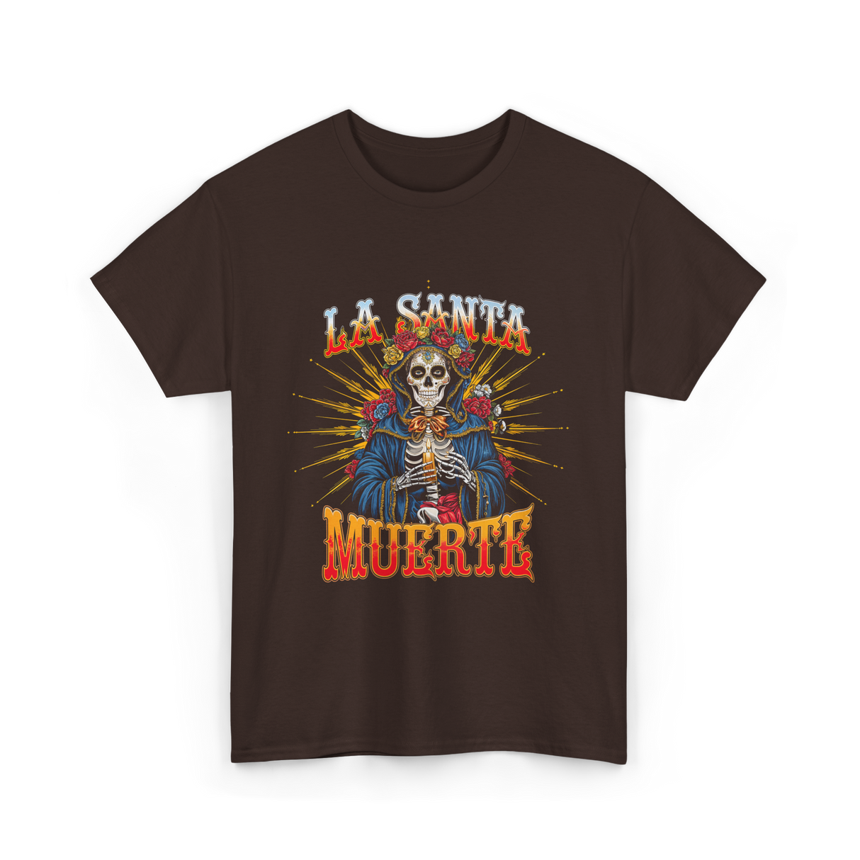 La Santa Muerte Skull Art T-Shirt - Dark Chocolate