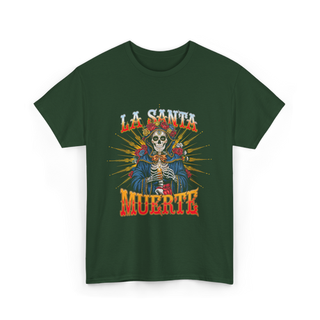 La Santa Muerte Skull Art T-Shirt - Forest Green