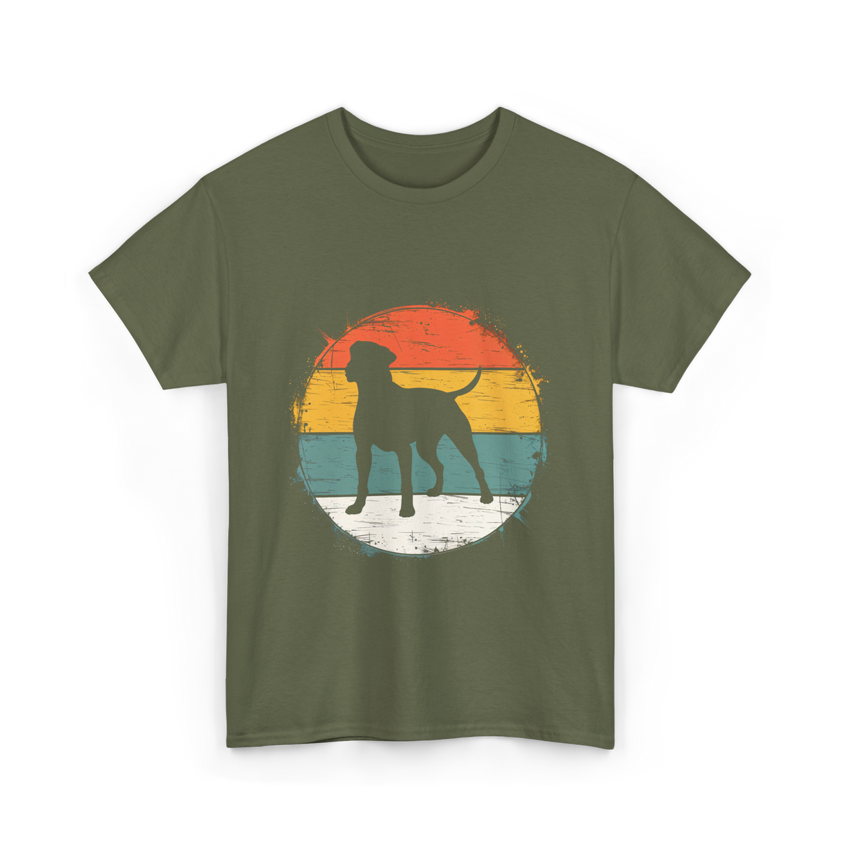 Labrador Silhouette Dog Lover T-Shirt - Military Green