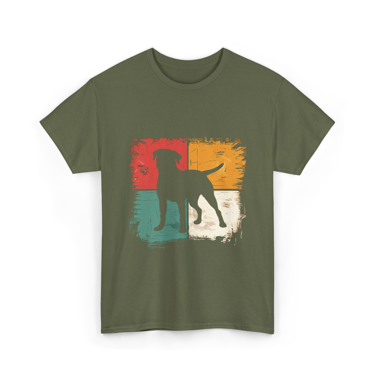 Labrador Silhouette Labrador Dog T-Shirt - Military Green