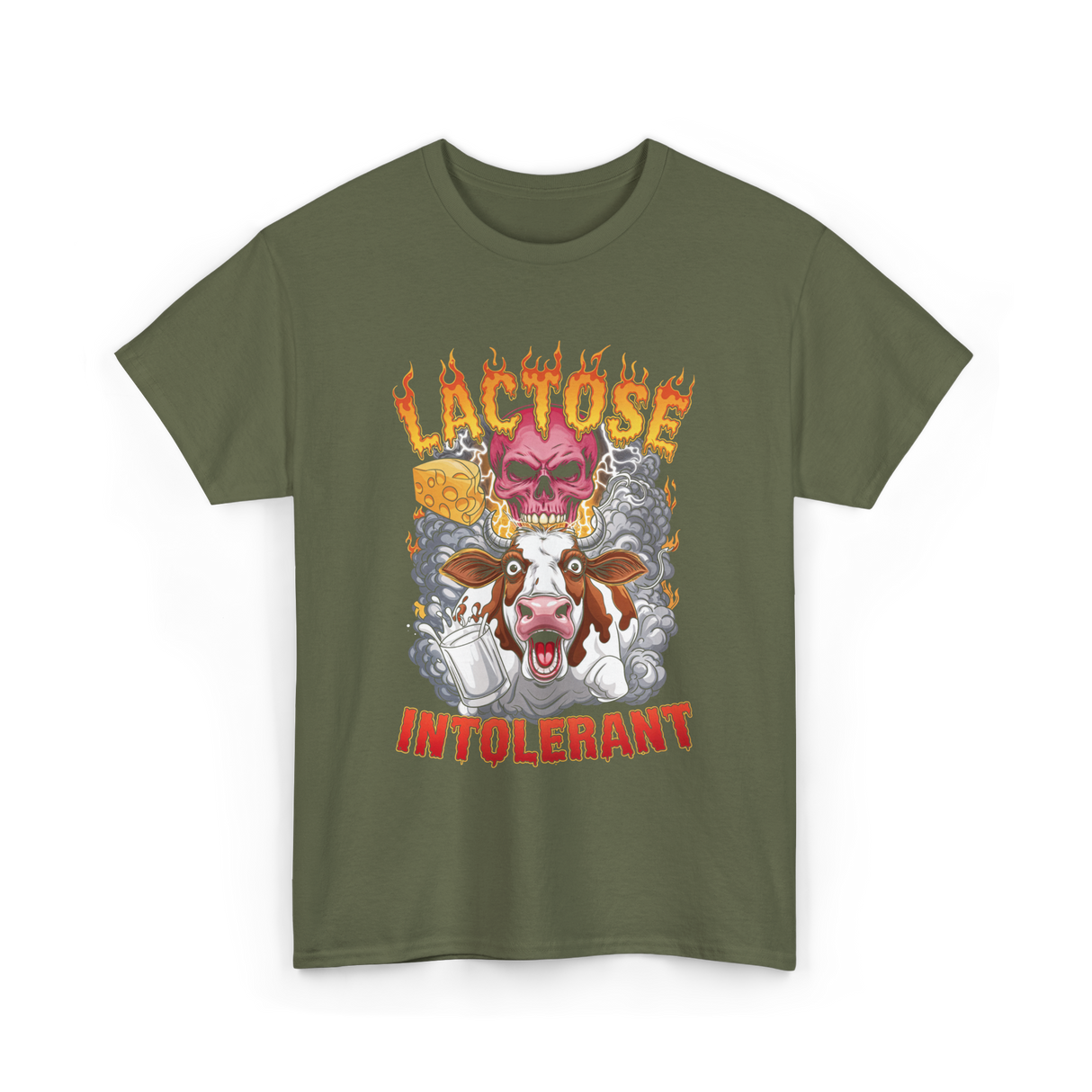 Lactose Intolerant Meme T-Shirt - Military Green