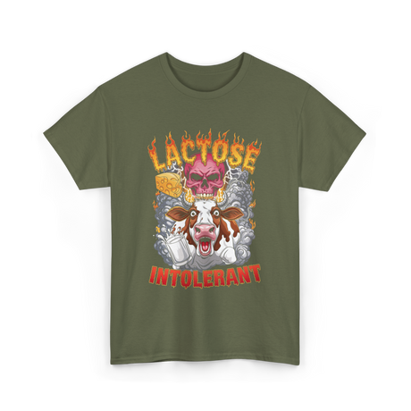 Lactose Intolerant Meme T-Shirt - Military Green