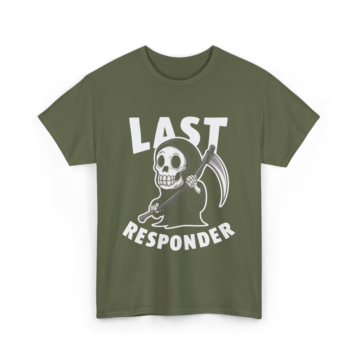 Last Responder Grim Reaper T-Shirt - Military Green