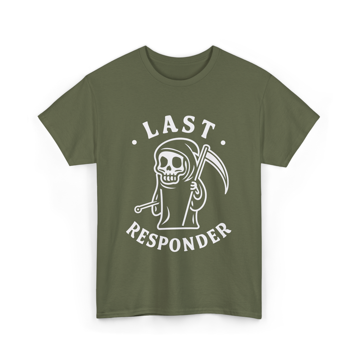 Last Responder Grim Reaper T-Shirt - Military Green