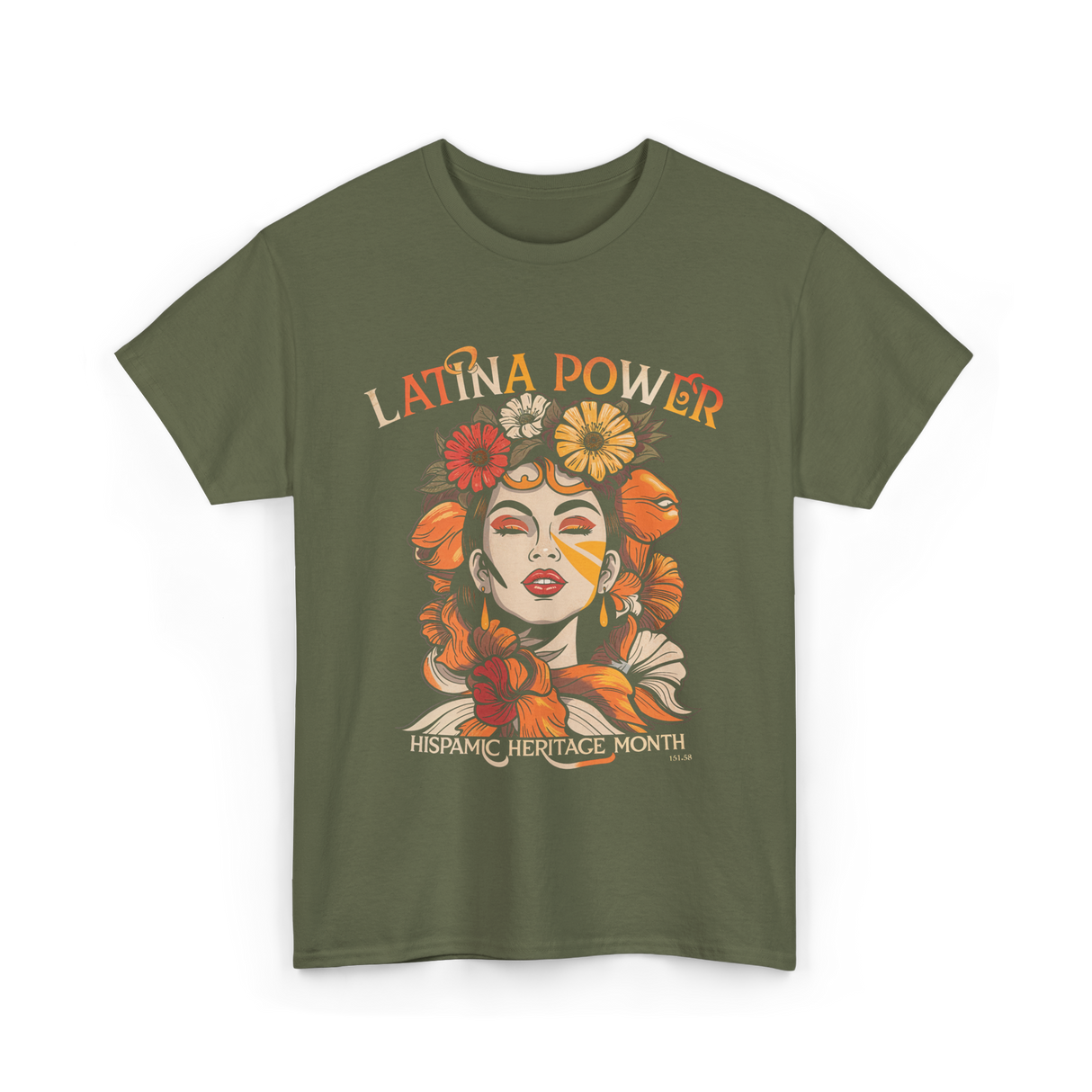 Latina Power Hispanic Heritage Month T-Shirt - Military Green