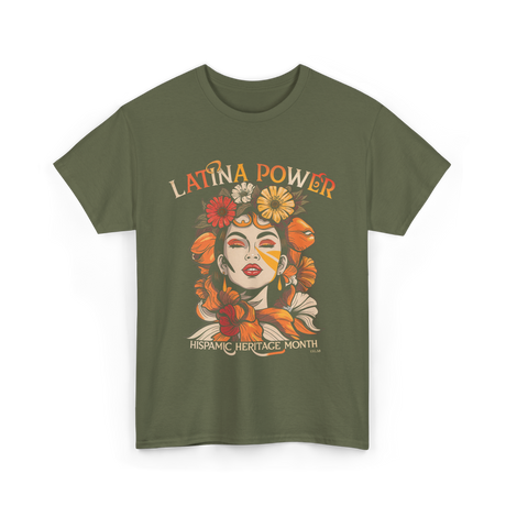 Latina Power Hispanic Heritage Month T-Shirt - Military Green