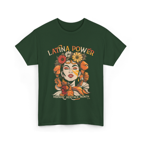 Latina Power Hispanic Heritage Month T-Shirt - Forest Green
