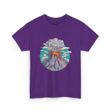 Lava Volcano Eruption Volcano T-Shirt - Purple