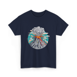 Lava Volcano Eruption Volcano T-Shirt - Navy