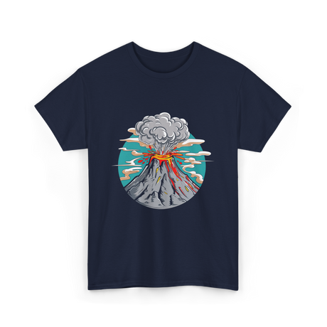 Lava Volcano Eruption Volcano T-Shirt - Navy