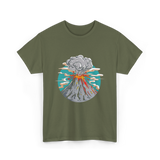 Lava Volcano Eruption Volcano T-Shirt - Military Green