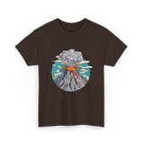 Lava Volcano Eruption Volcano T-Shirt - Dark Chocolate