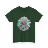 Lava Volcano Eruption Volcano T-Shirt - Forest Green