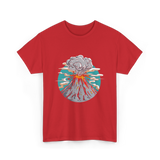 Lava Volcano Eruption Volcano T-Shirt - Red