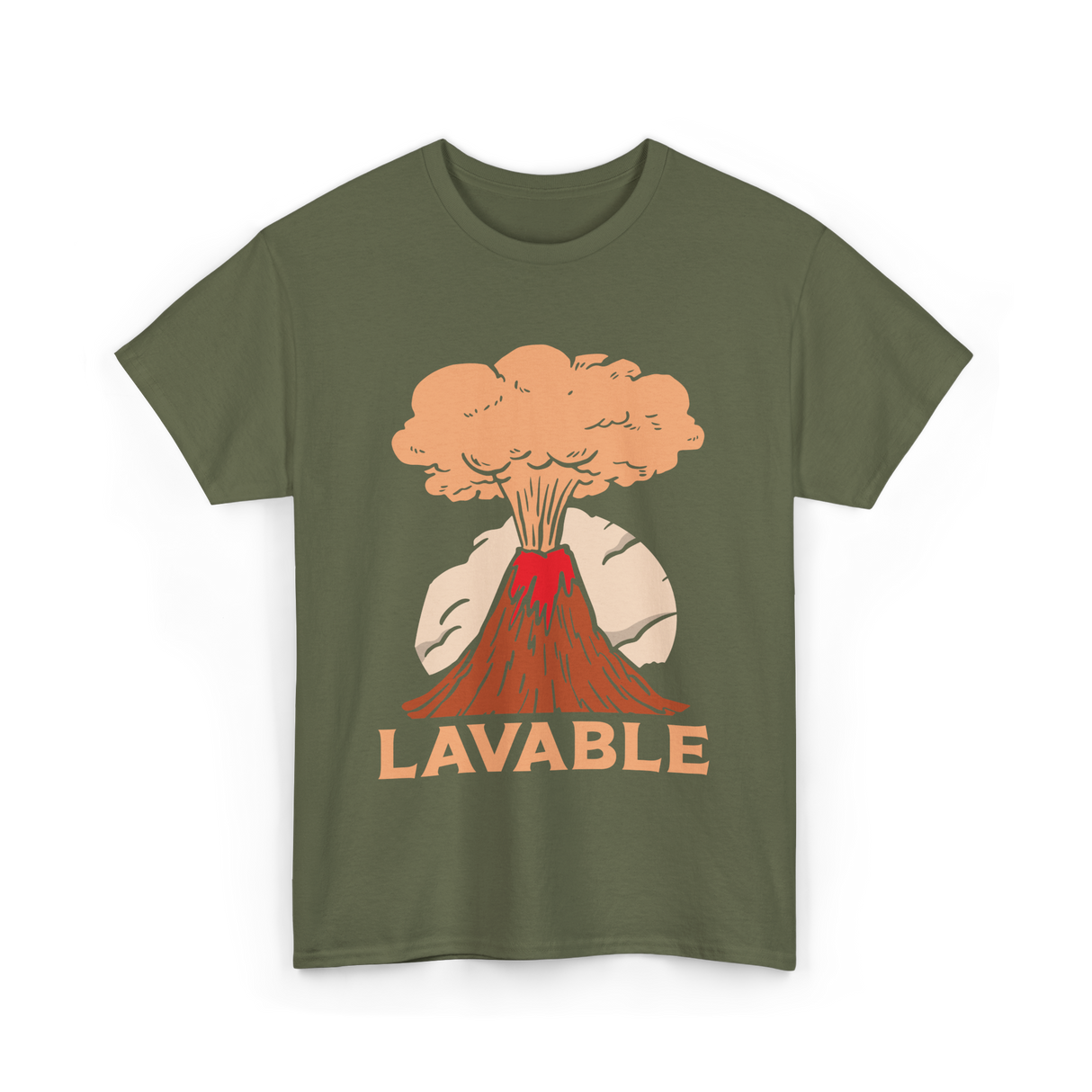 Lavable Volcano Volcanoes Geology T-Shirt - Military Green