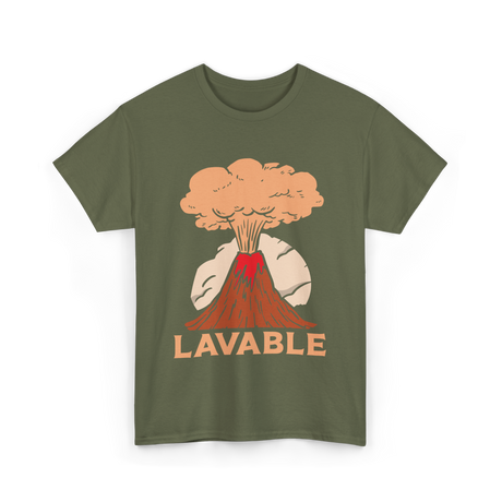 Lavable Volcano Volcanoes Geology T-Shirt - Military Green