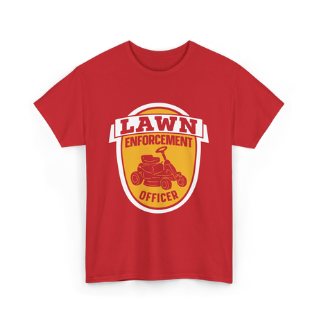 Lawn Enforcement Officer Lawn Mower T-Shirt - Red