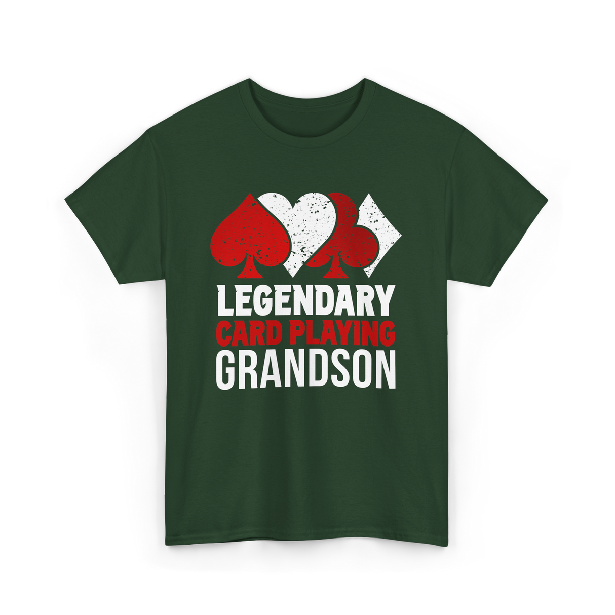 Legendary Card Player Grandson Cards T-Shirt - Forest Green