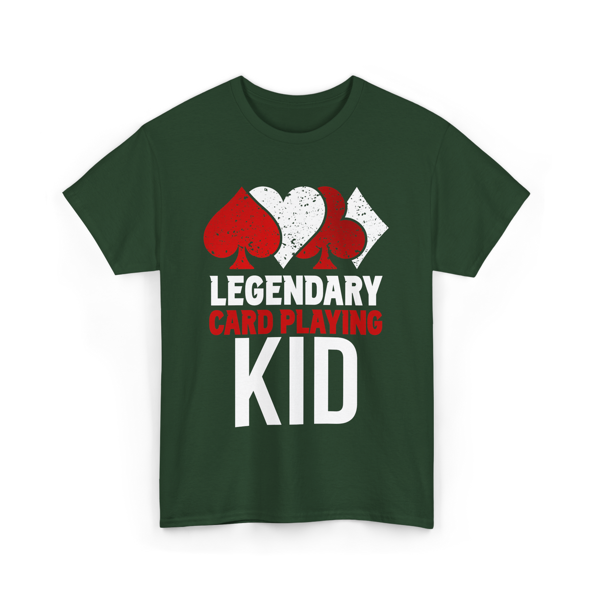 Legendary Kid Playing Cards Player T-Shirt - Forest Green