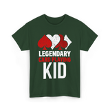 Legendary Kid Playing Cards Player T-Shirt - Forest Green