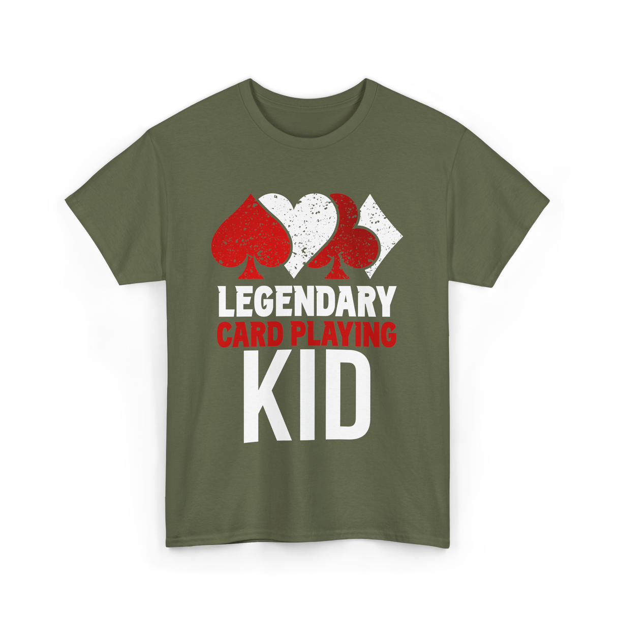 Legendary Kid Playing Cards Player T-Shirt - Military Green