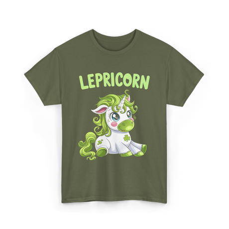 Lepricorn Unicorn St. Patrick's Day T-Shirt - Military Green